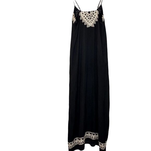 THML Chiffon‎ V-Neck Embroidered Maxi Dress Black S - Picture 4 of 13